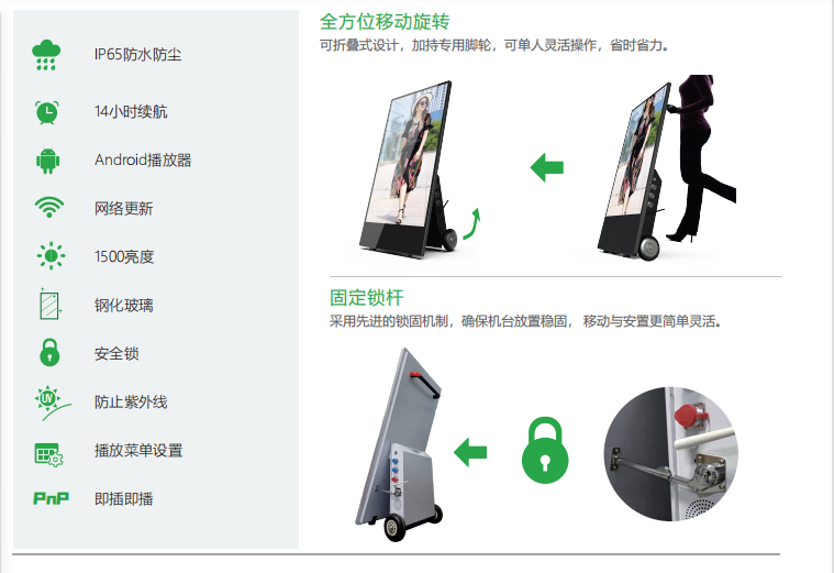 43寸室外推拉式液晶数字水牌，带电池版续航12小时(图2)